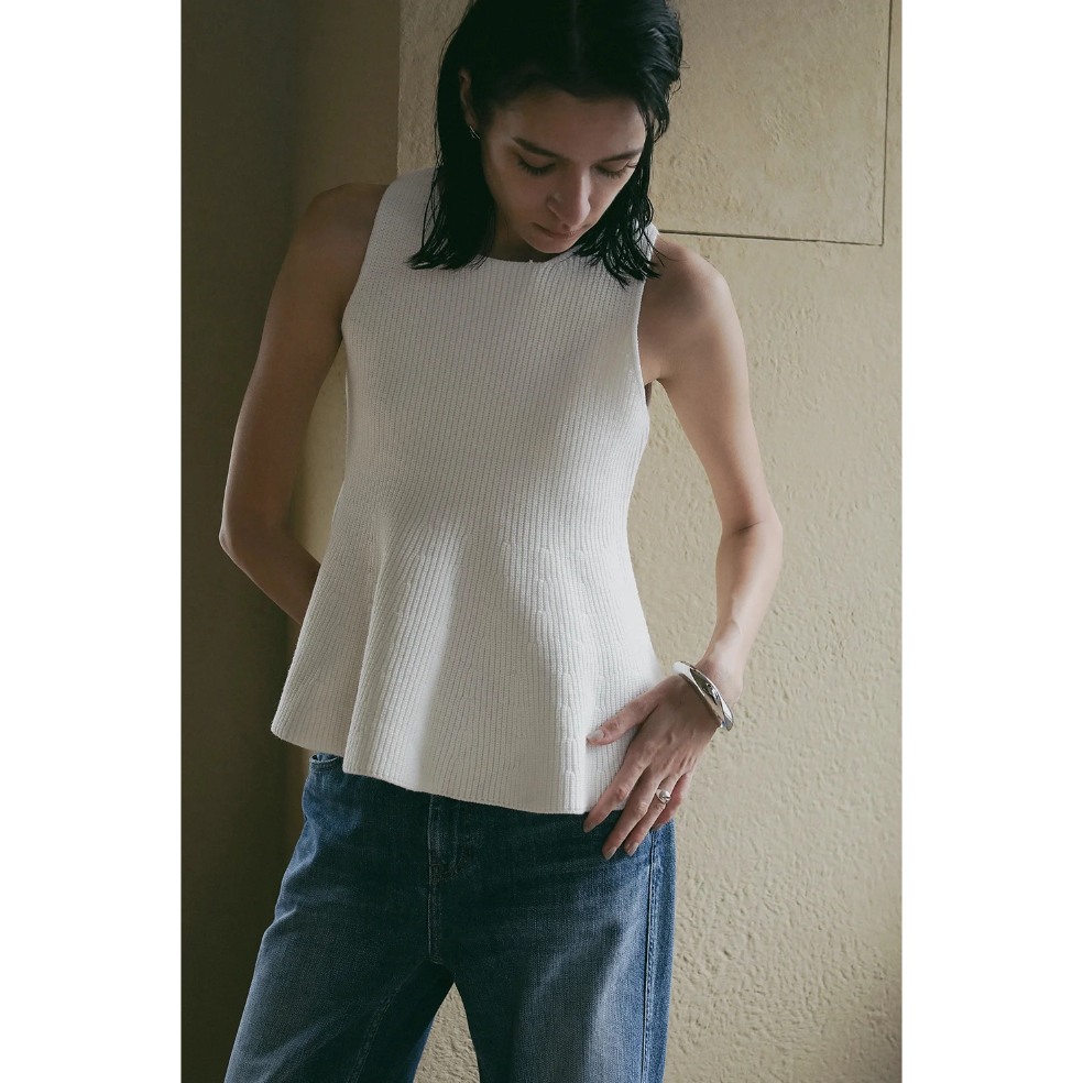 MANOF マノフ “RIB PEPLUM KNIT TOPS” リブペプラムニット