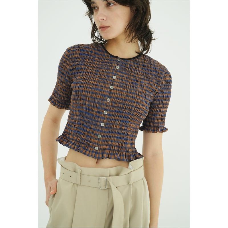 CLANE クラネ “SHIRRING HALF SLEEVE BLOUSE” シャーリングハ