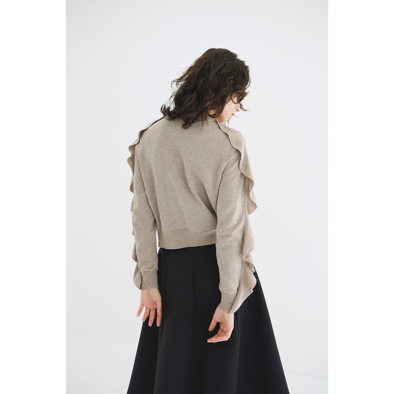 CLANE クラネ “W FACE SHOULDER FRILL KNIT CARDIGAN”