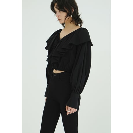 CLANE クラネ “FRILL COLLAR SHORT BLOUSE” フリルカラーショートブラウス