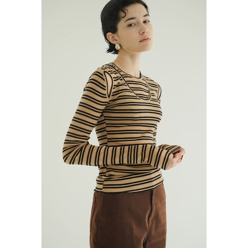 CLANE クラネ “LAYERED SHOULDER CUT TOPS” レイヤードショルダ