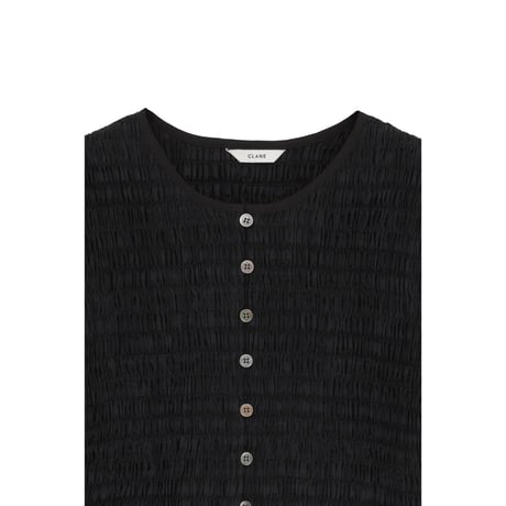 CLANE クラネ “SHIRRING HALF SLEEVE BLOUSE” シャーリングハーフスリーブブラウス