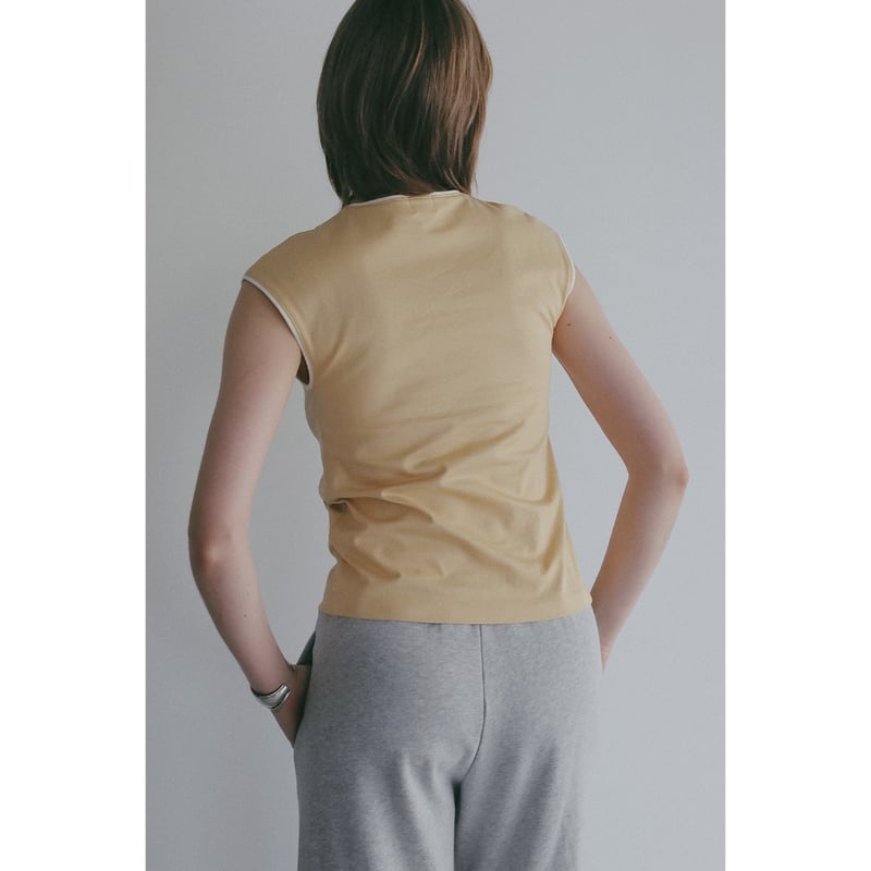 トップス UNOF SLEEVE CUT TOPS MANOF マノフ “BICOLOR CUT TOPS” バイカラーカットトップス | t / wo