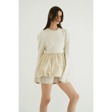 CLANE クラネ “DOCKING POWERSHOULDER KNIT TOPS” ドッキングパワーショルダーニットトップス