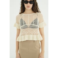 CLANE クラネ “W FACE RIBBON CROCHET KNIT TOPS” ダブルフェイスリボンクロッシェニットトップス