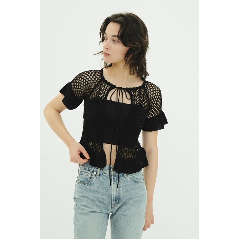 CLANE クラネ “W FACE RIBBON CROCHET KNIT TOPS” ダブル
