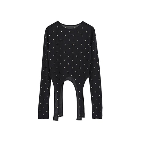 CLANE クラネ “STUDDED BIJOU SHEER TOPS” スタッズビジューシアートップス