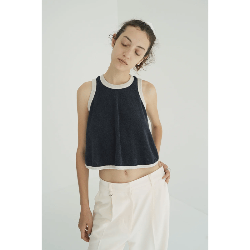 トップス clane pile flare tank tops brown 2 CLANE - パイル フレアショートトップス - PILE FLARE TANK TOPS