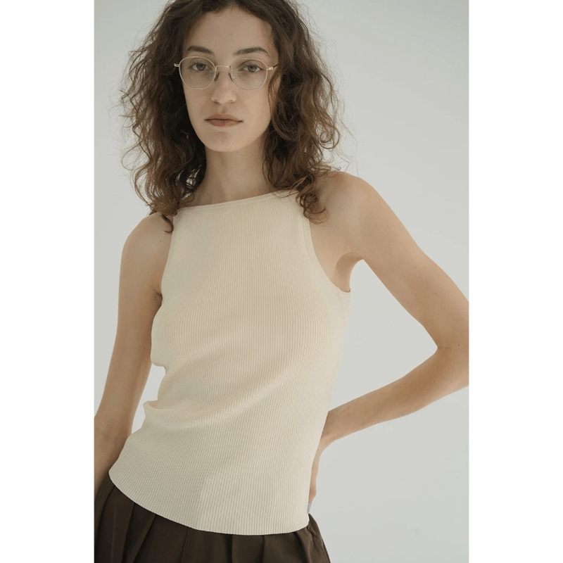 CLANE クラネ “BOAT NECK BACK OPEN KNIT TOPS” ボートネッ