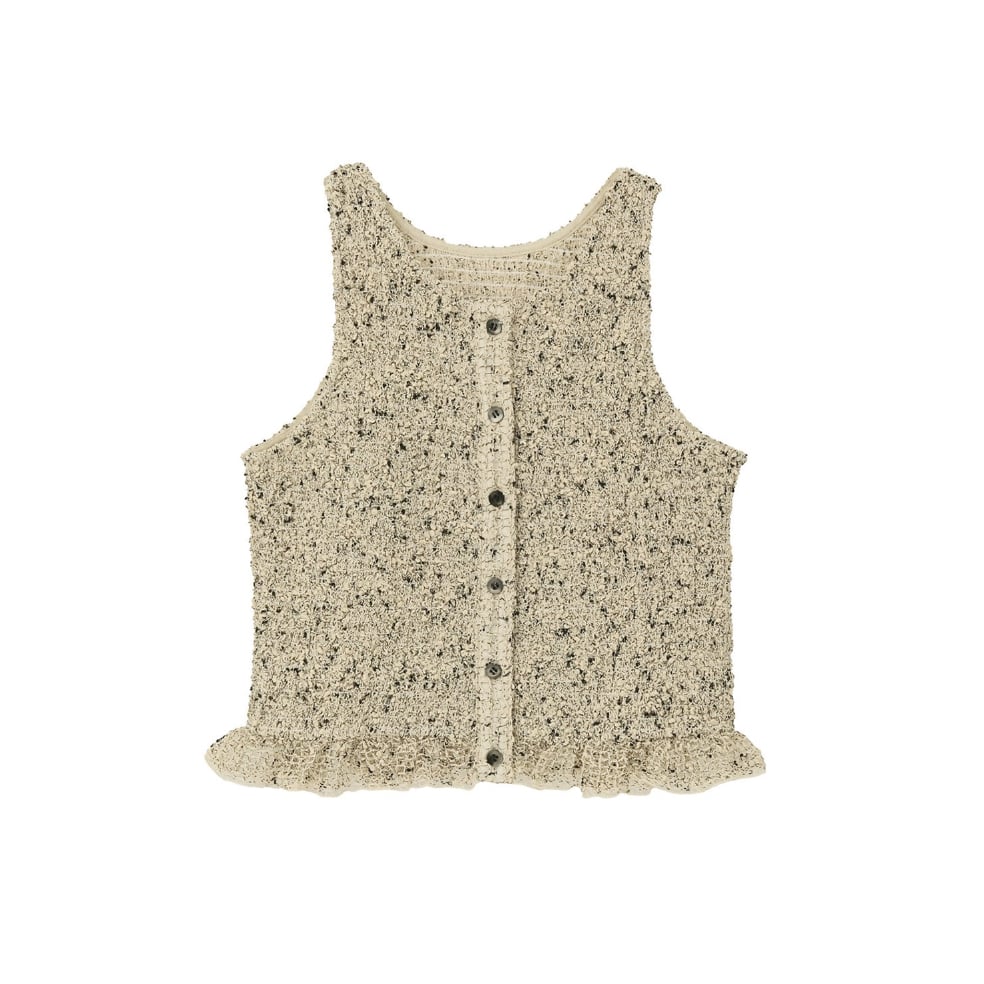CLANE クラネ “W FACE MIX MESH GATHER N/S TOPS” ダブル
