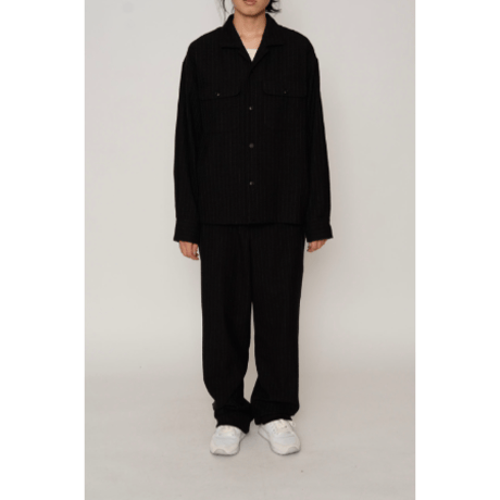 MY___ マイ “WOOL SILK PINSTRIPED TROUSERS” ウールシルクピンストライプトラウザーズ