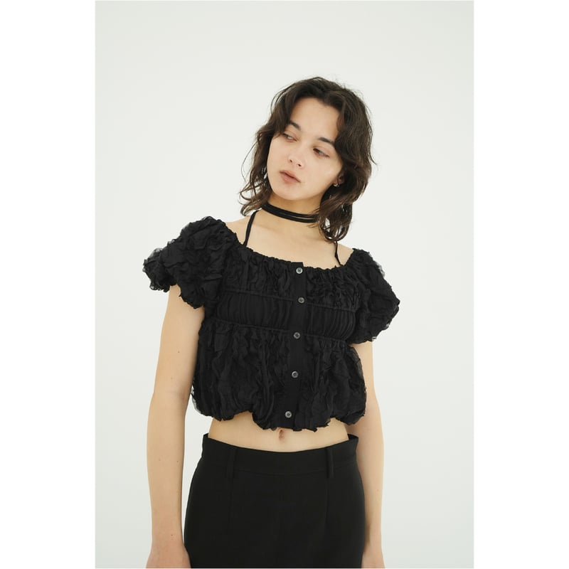 CLANE クラネ “W FACE TOPSTITCHED FRILL TOPS” ダブルフェ