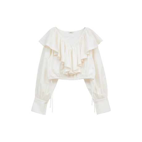 CLANE クラネ “FRILL COLLAR SHORT BLOUSE” フリルカラーショートブラウス