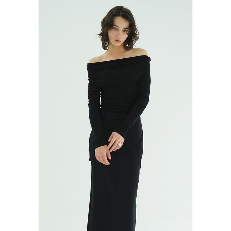 トップス CLANE DRAPED OFF SHOULDER SOFT CUT TOPS DRAPED OFF SHOULDER SOFT CUT TOPS｜TOPS(トップス)｜CLANE OFFICIAL