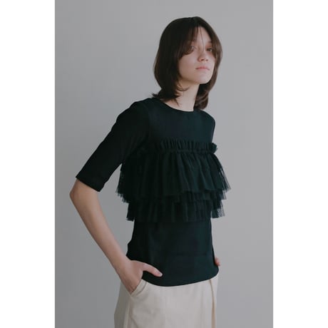 MANOF マノフ “TULLE FRILL CUT TOPS” チュールフリルカットトップス