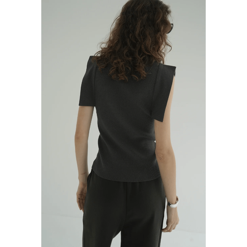 CLANE SQUARE SLEEVE KNIT ブラック1 CLANE - スクエアスリーブ ニットトップス - SQUARE SLEEVE KNIT