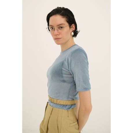 CLANE クラネ “SHEER VELOUR POWER SHOULDER TOPS” シアーベロアパワーショルダートップス