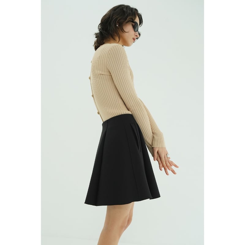 CLANE クラネ “W FACE GOLD BUTTON KNIT TOPS” ダブルフェイ
