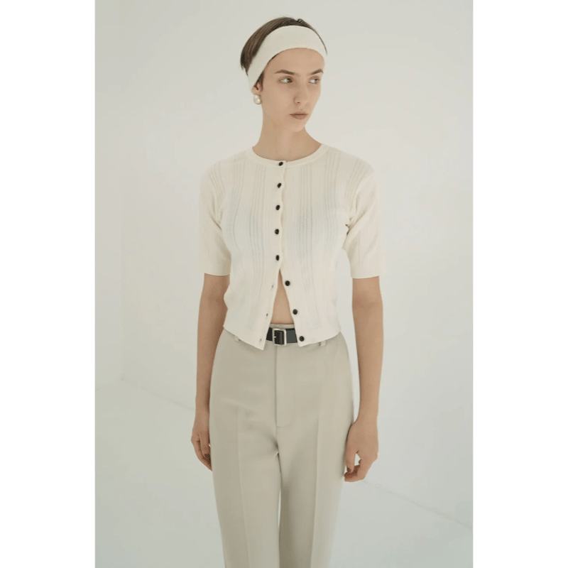 【CLANE】W FACE RIB KNIT CARDIGAN/アイボリー CLANE クラネ “W FACE RIB KNIT CARDIGAN” ダブルフェイスニット