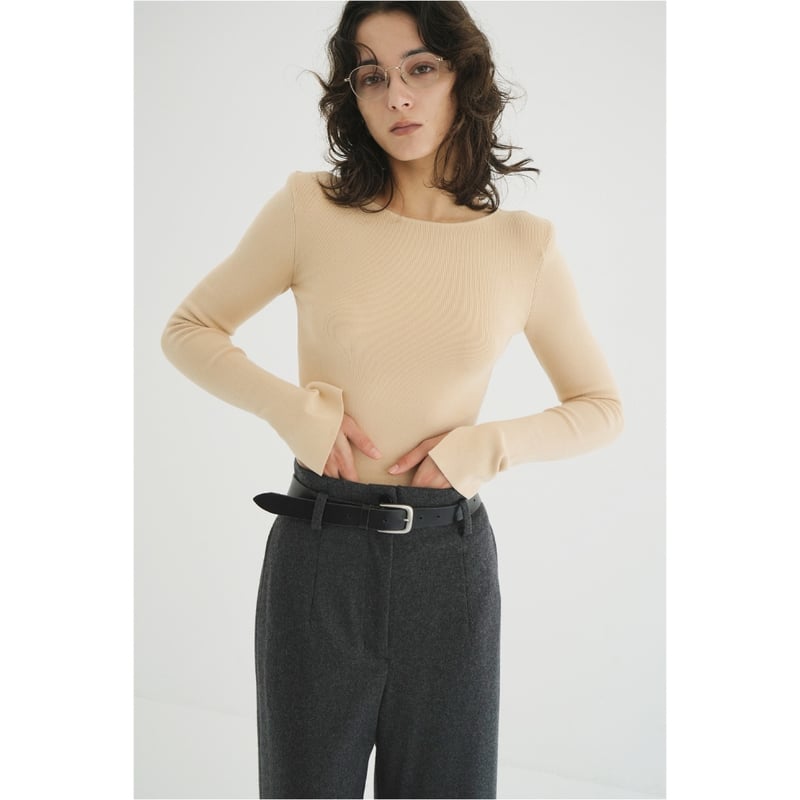 CLANE SHOULDER PADS KNIT TOPS ベージュ CLANE クラネ “SHOULDER PADS KNIT TOPS” ショルダーパッドニット