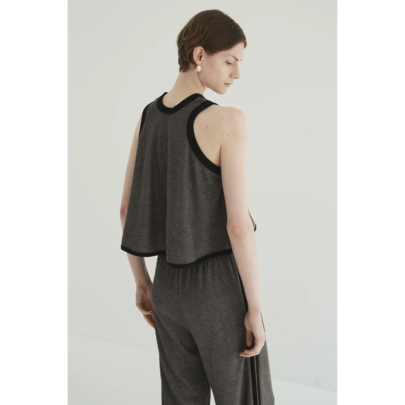トップス clane pile flare tank tops brown 2 CLANE - パイル フレアショートトップス - PILE FLARE TANK TOPS