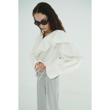 CLANE クラネ “FRILL COLLAR SHORT BLOUSE” フリルカラーショートブラウス