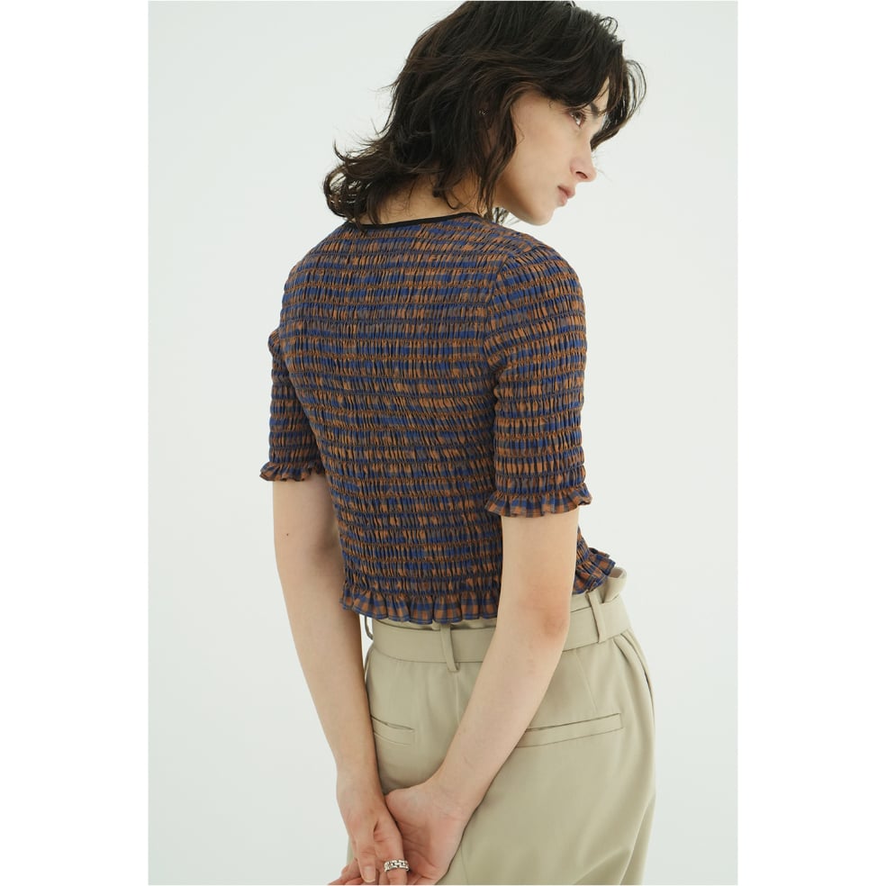 CLANE クラネ “SHIRRING HALF SLEEVE BLOUSE” シャーリングハ