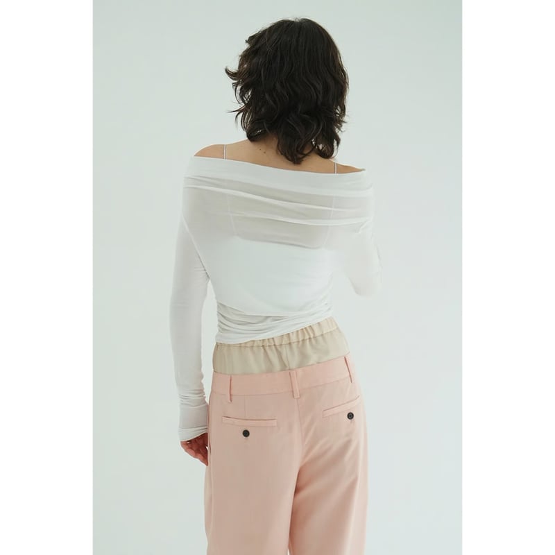 DRAPED OFF SHOULDER SOFT CUT TOPSオフショル CLANE クラネ “DRAPED OFF SHOULDER SOFT CUT TOPS” ド