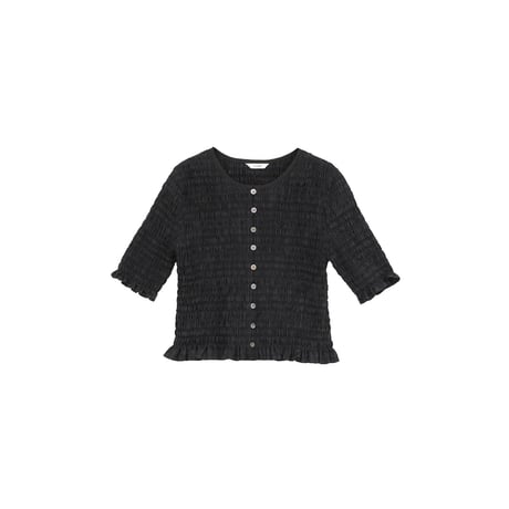 CLANE クラネ “SHIRRING HALF SLEEVE BLOUSE” シャーリングハーフスリーブブラウス