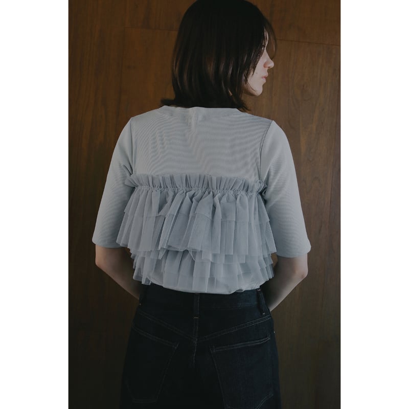 MANOF マノフ “TULLE FRILL CUT TOPS” チュールフリルカットトップス
