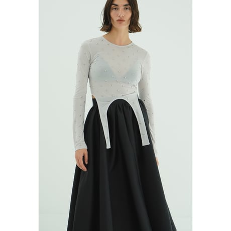 CLANE クラネ “STUDDED BIJOU SHEER TOPS” スタッズビジューシアートップス