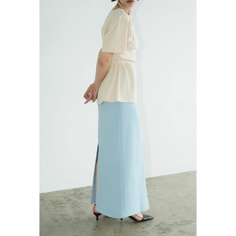 CLANE クラネ “RIB STRIPE STRAIGHT SKIRT” リブストライプスト 