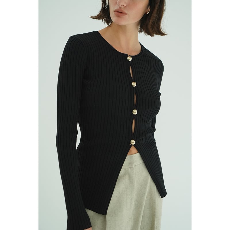 CLANE クラネ “W FACE GOLD BUTTON KNIT TOPS” ダブルフェイ