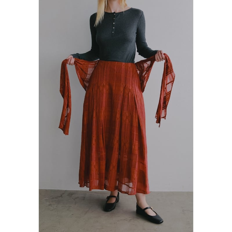 CLANE クラネ “SHEER CHECK FLARE SKIRTS” シアーチェックフレア