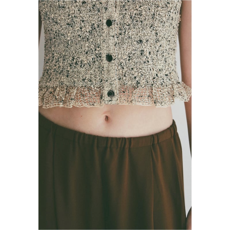 CLANE クラネ “W FACE MIX MESH GATHER N/S TOPS” ダブル