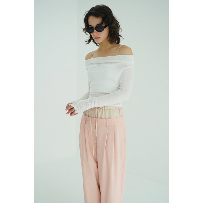 CLANE クラネ “DRAPED OFF SHOULDER SOFT CUT TOPS” ド