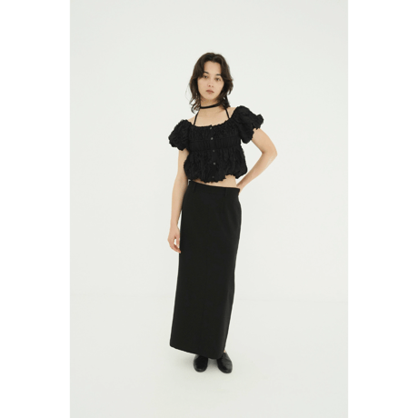 CLANE クラネ “W FACE TOPSTITCHED FRILL TOPS” ダブルフェイストップスティッチフリルトップス
