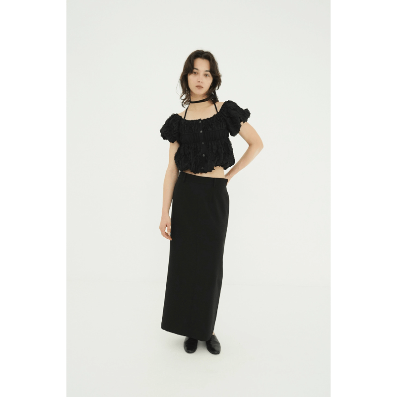CLANE クラネ “W FACE TOPSTITCHED FRILL TOPS” ダブルフェ