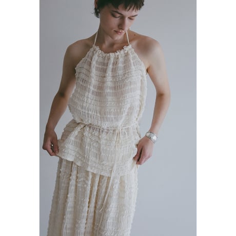 MANOF マノフ “SHIRRING HALTER NECK TOPS” シャーリングホルターネックトップス