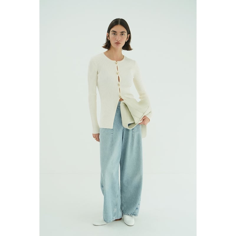 CLANE クラネ “W FACE GOLD BUTTON KNIT TOPS” ダブルフェイ