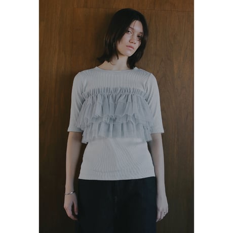 MANOF マノフ “TULLE FRILL CUT TOPS” チュールフリルカットトップス