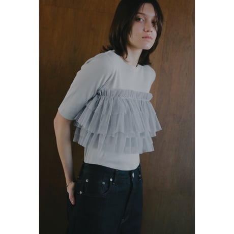 MANOF マノフ “TULLE FRILL CUT TOPS” チュールフリルカットトップス