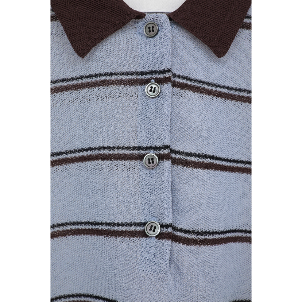 CLANE クラネ “SPONGY SHEER POLO KNIT TOPS” スポンジーシア