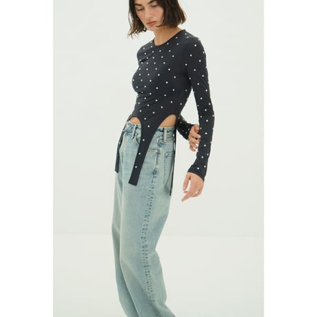 CLANE クラネ “STUDDED BIJOU SHEER TOPS” スタッズビジューシアートップス