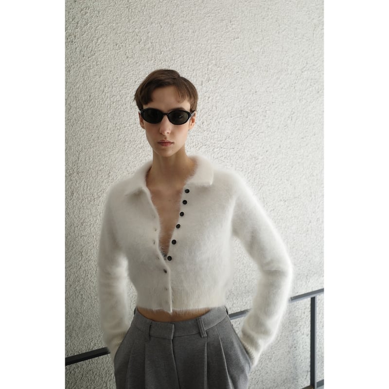 トップス CLANE ANGORA SHORT KNIT CARDIGAN CLANE - アンゴラニットカーディガン - ANGORA SHORT KNIT CARDIGAN