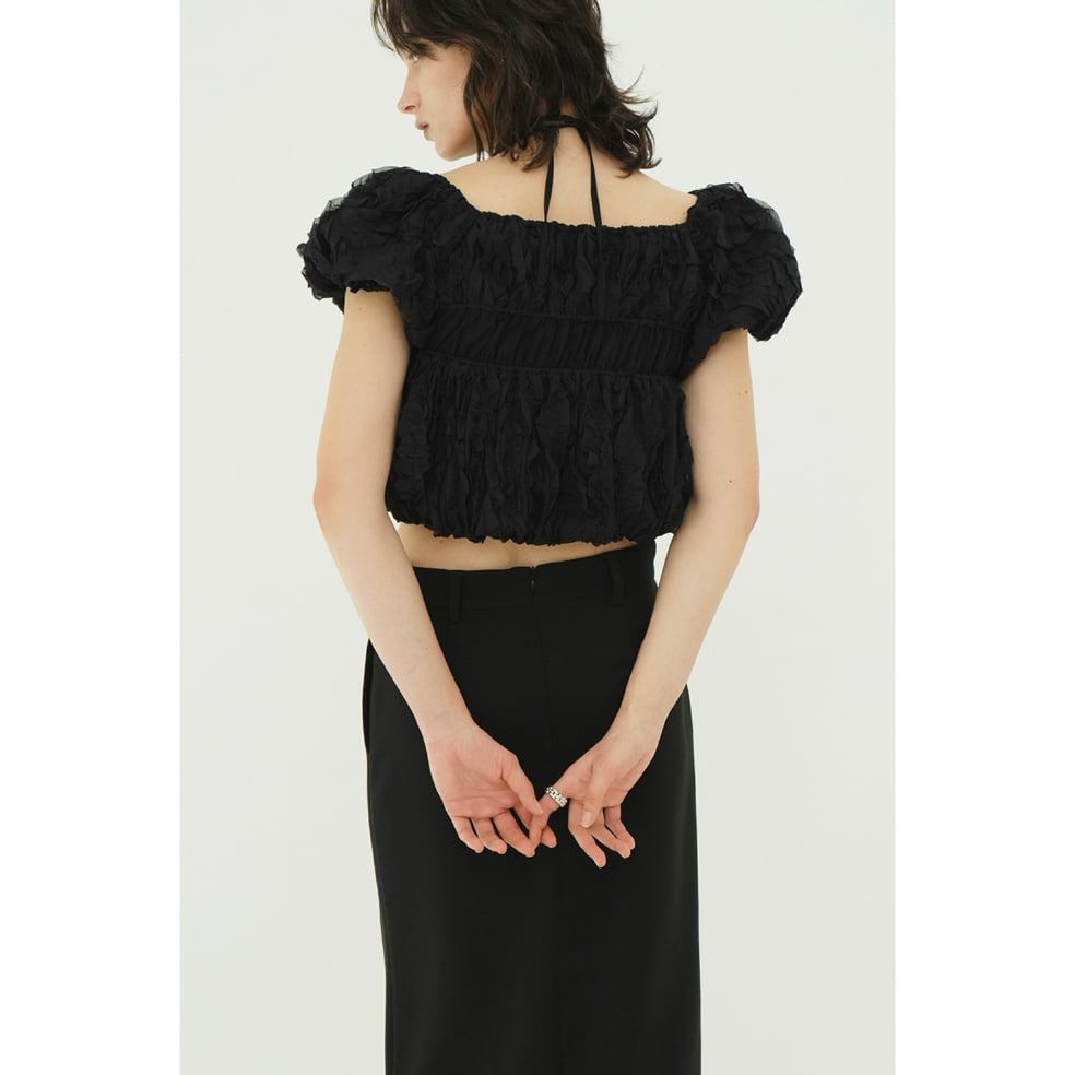 CLANE クラネ “W FACE TOPSTITCHED FRILL TOPS” ダブルフェ