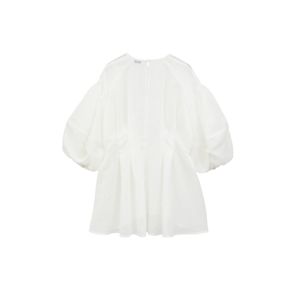 CLANE クラネ “SHEER PLAID VOLUME SLEEVE TOPS” シアープ