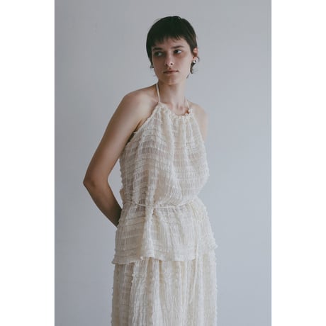 MANOF マノフ “SHIRRING HALTER NECK TOPS” シャーリングホルターネックトップス