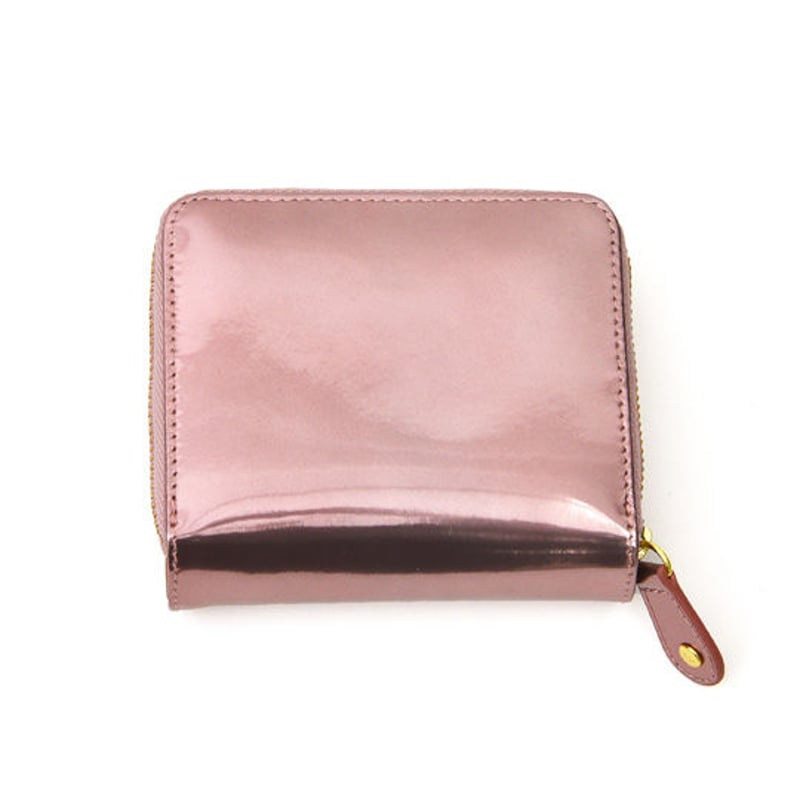 sparkling メタリックレザーラウンド二つ折り財布 Nananoel シルバー