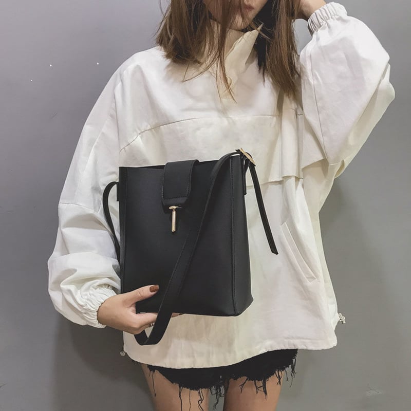 使いやすく出し入れしやすいバケツ型☆】2way ハンドバッグショルダー